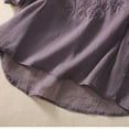 thumbnail image 5 of Cotton Shirts for Women, Yigetop Floral Embroidered Tops Cotton Linen Shirts Boho Ethnic Style Tee Women 3/4 Sleeve V Neck Button Tunic Tshirt Breathable Shirts for Women Purple 2XL, 5 of 5