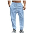 thumbnail image 2 of Muscularfit Blue Mens Summer Pants Drawstring Sport Trousers Cargo High Waisted Cuffed Baggy Ankle Mens Slacks Casual,L, 2 of 9