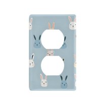 Yayeee Duplex Wall Plate 1-Gang 4.5"x2.7" Home Receptacle Light Switch Decorative Outlet Cover, Blue Rabbits