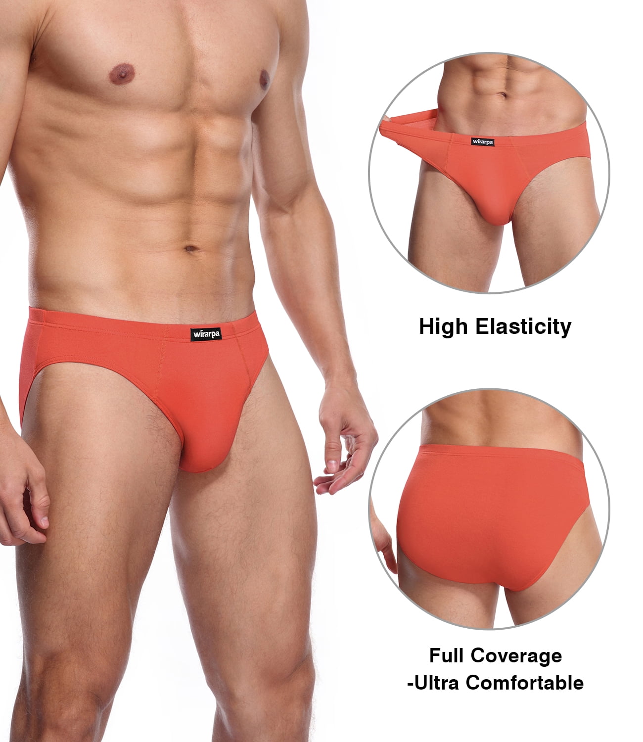 wirarpa Men's Underwear Modal Microfiber Briefs No Fly Underpants 4 Pack  Sizes S-3XL 