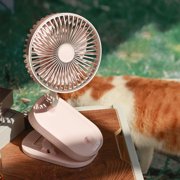 clip on mini fan, small portable fan usb rechargeable, quiet personal desk baby stroller fan, 3 speeds clip fan with flexible neck, great for bed office car dorm travel camping beach (pink)