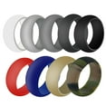 thumbnail image 1 of 9Pcs Men's Silicone Wedding Band Simple Round Assorted Color Waterproof Flexible for Exercise, 1 of 9