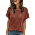 thumbnail image 2 of TODOZO T Shirts for Women Loose Fit Casual Lightweight Soft Basic Tees Summer Tops for Women 2025 Women Shirts Summer Sweaters Short Sleeve Tunic Tops 2025 Casual Business Blouses Coffee L, 2 of 5