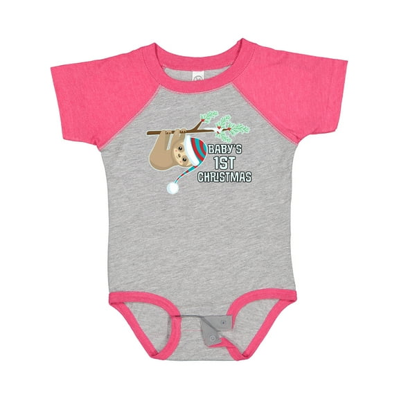 Inktastic Babys 1st Christmas Sloth Boys or Girls Baby Bodysuit