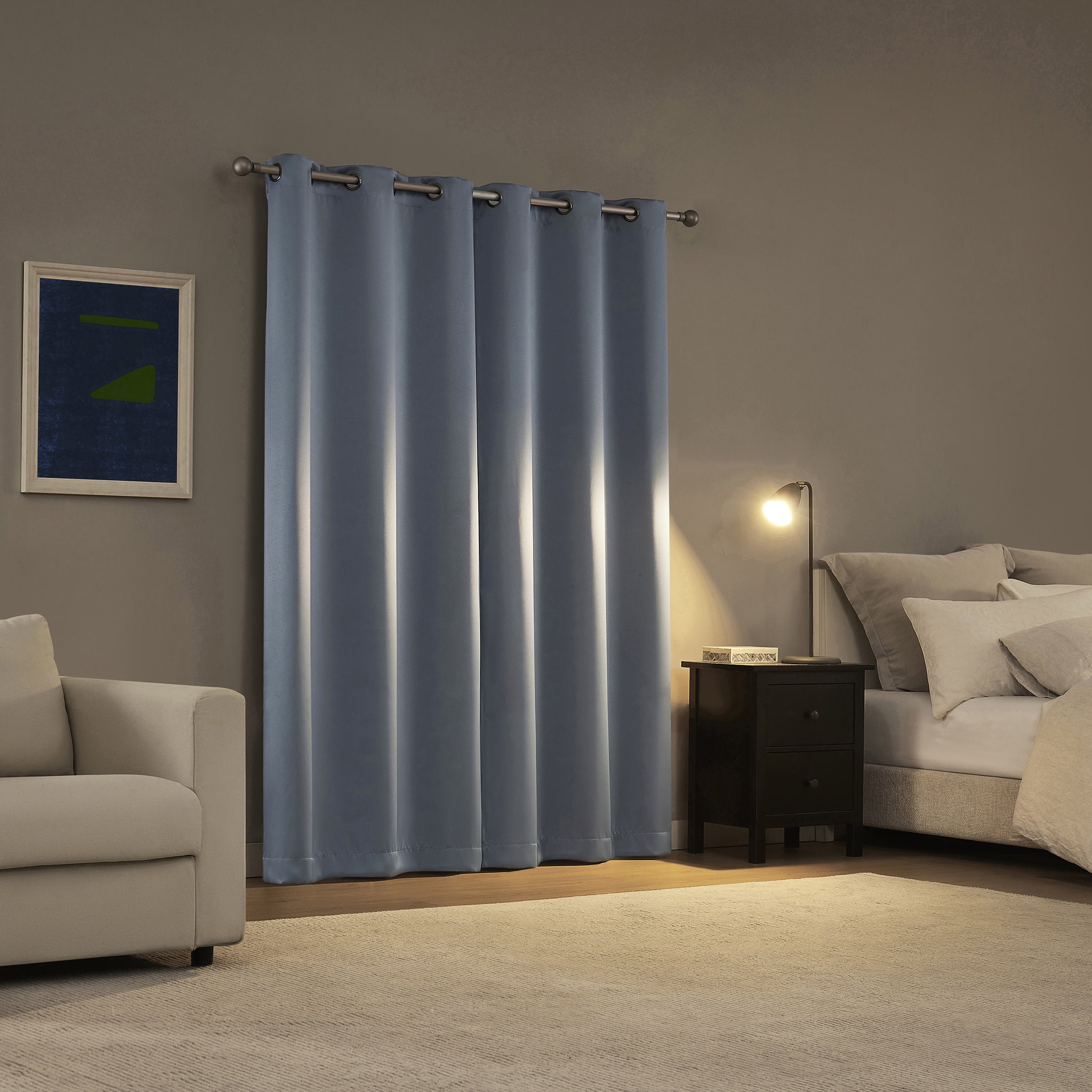 Sun Zero Graham 2-pack Magnetic Closure 100% Blackout Grommet Curtain Panel Pair, 40"W x 84"L, Denim Blue