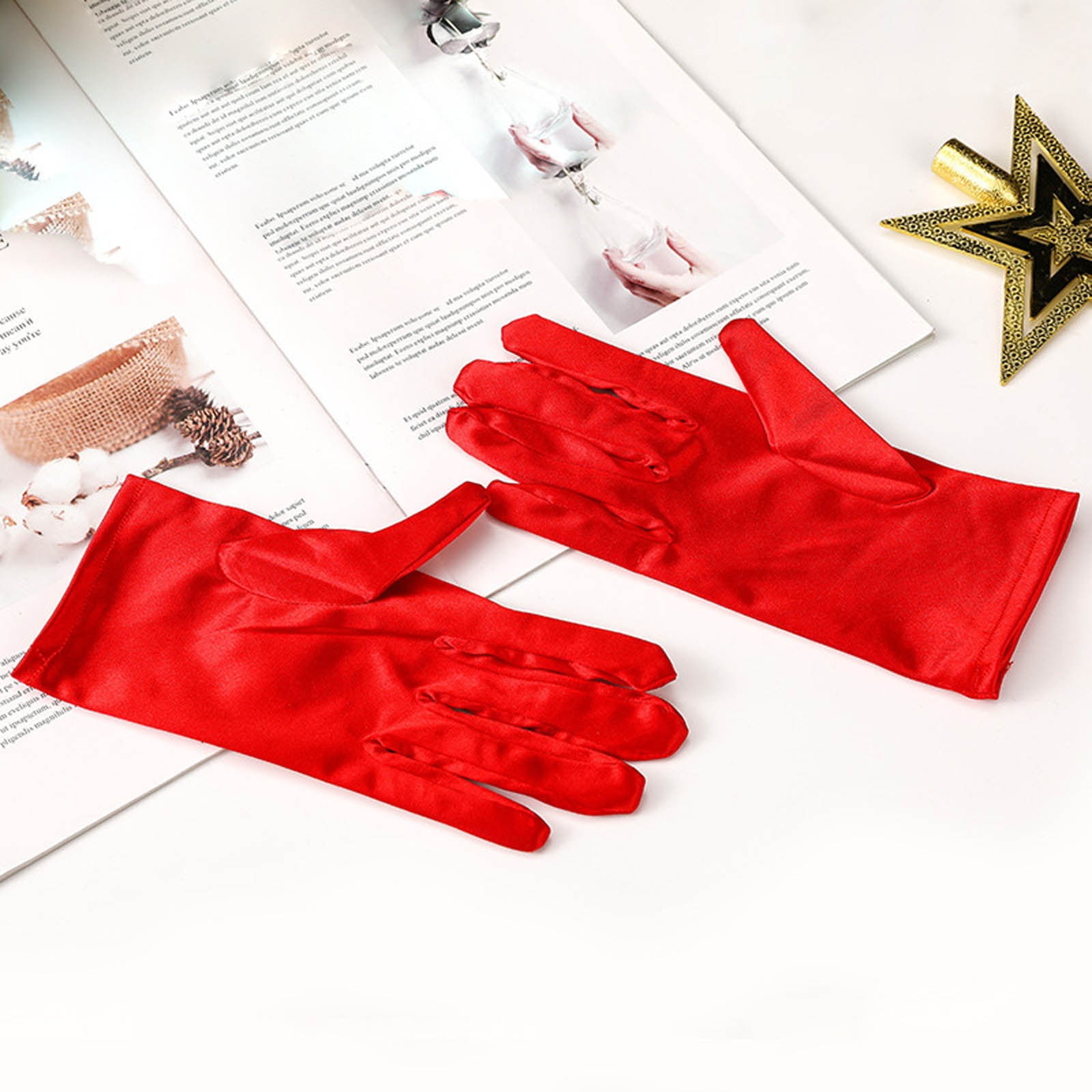 Girl's Satin Gloves With Faux Pearl Beads And 19 Similar Items