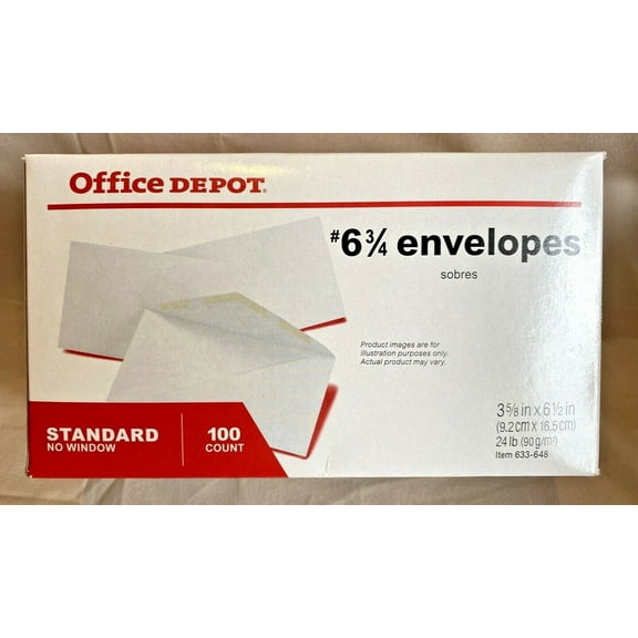6-3/4  Envelopes All-Purpose, 3 5/8" x 6 1/2", White, 100 Pack
