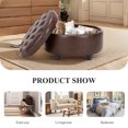 thumbnail image 6 of Malol Leather Round Storage Ottoman with Storage and Reversible Tray, Multi-Functional Footrest, Sturdy & Stylish Small Coffee Table, Brown, 6 of 14