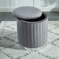 thumbnail image 2 of Charlotte Velvet Ronde Ottoman Avec Base D'Argent (Gris), 2 of 2