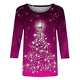 thumbnail image 4 of Up to 65 off!Lolmot Christmas 3/4 Sleeve Tops for Women Fashion Snowflake Christmas Print Graphic Tee Shirts Casual Crew Neck Tee Tops Blouse,Plus Size, 4 of 5