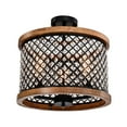 thumbnail image 4 of Amelia 16 in. 3-Light Indoor Chrome and Faux Wood Grain Finish Semi-Flush Mount Ceiling Light with Light Kit, 4 of 5