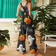 thumbnail image 5 of WTOBBY Women's Sleeveless Cotton Romper with Halloween Print, Casual Overalls Featuring Adjustable Straps, Pockets, Comfy Fit for Summer, Cute and Stylish,BlackL, 5 of 7