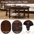 thumbnail image 6 of Vintage Oval Coffee Table with Drawer and Storage Shelf,45“ Antique Coffee Table for Living Room,Country Accent,Espresso, 6 of 7