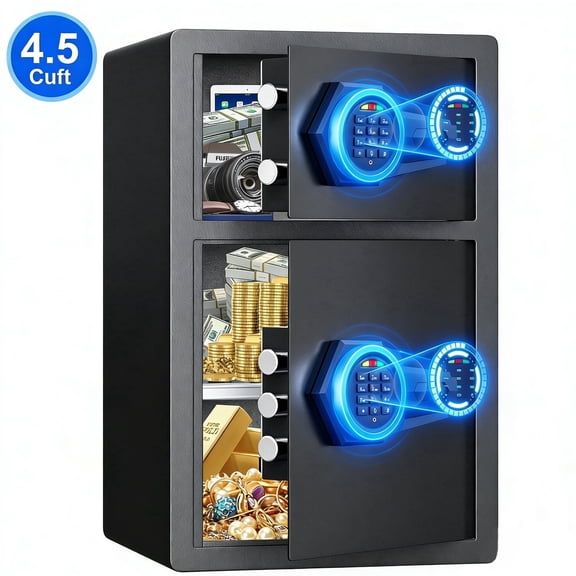 4.5 Cu ft Safe Box, Steel Security Safes with Dual Lock System, Home Safe with Dual Alarm & Mute Function, Money Safe with Adjustable Shelf for Documents and Valuables