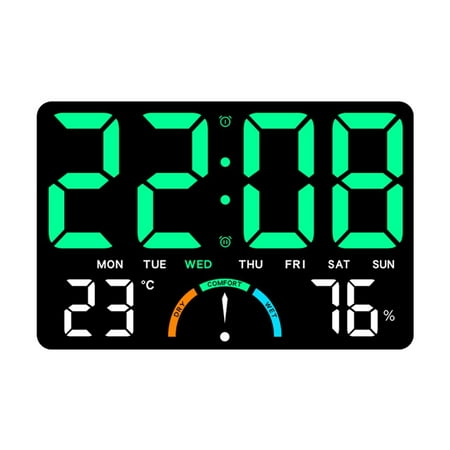 Tizuqe Modern Design Extra Large LED Wall Clock Temperature Humidities Display Alarm Function