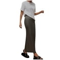 thumbnail image 4 of Elvqul Womens Soft Skirts Dark Gray High Waist Trendy Elastic Winter Comfortable Solid Color Long Skirts for Women, 4 of 7