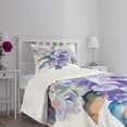 thumbnail image 3 of Ambesonne Watercolor Quilted Bedspread Set 2 Pcs, Blooming Hydrangea, Twin Size, Violet Blue, 3 of 5