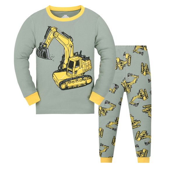 Felwors Little Boys Pajamas Dinosaur Cotton 2 Piece Train Toddler Sleepwear Fall Winter Clothes Set