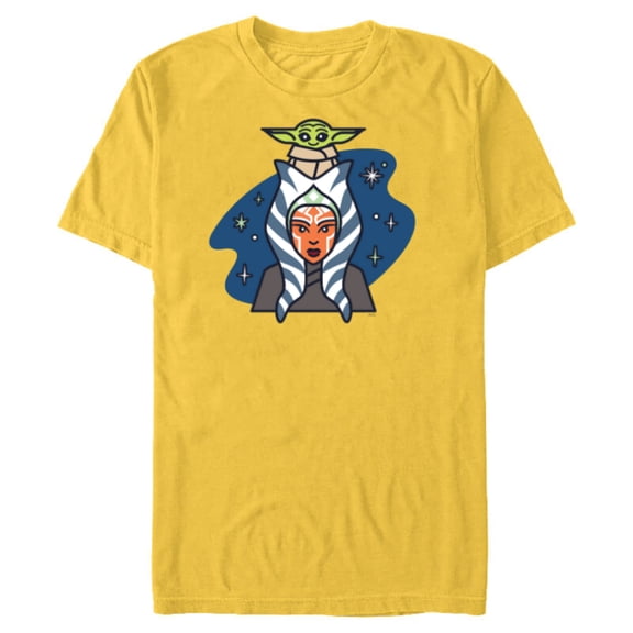 Star Wars Ahsoka Tano and Grogu The Mandalorian Night Cute - Short Sleeve Blended T-Shirt for Adults - Customized-Yellow