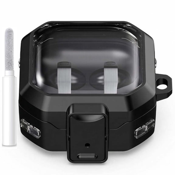 Dteck Case with Safety Lock for Samsung Galaxy Buds 4 / Buds 4 Pro Case, Full Body Shockproof Hard Shell Cover with Cleaning Kit and Carabiner,Black