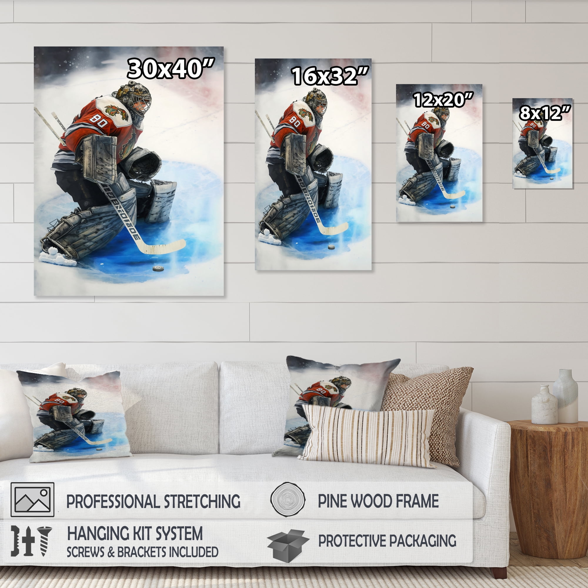 Designart Hockey Goalie During Game I Canvas Wall Art