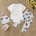 thumbnail image 4 of Infant Boys Girls Short Sleeve Romper Bodysuit Cartoon Cow Printed Pants Hat Outfits Trendy Infant Dailywear, 4 of 7