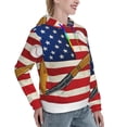 thumbnail image 6 of Lsque American Flag And Baseball Pattern Casual Women's Hoodie,Hooded Sweatshirt with Kangaroo Pocket,Pullover Hoodie with Eye-catching Drawstrings-Small, 6 of 7