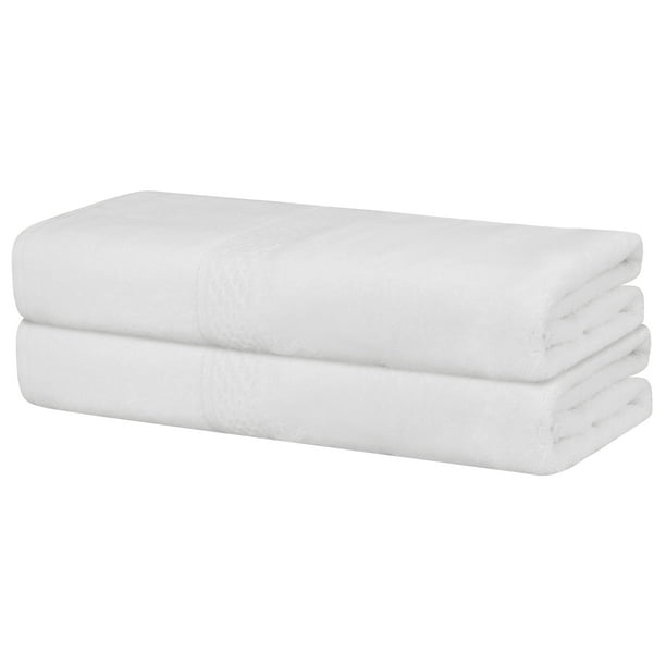 Toallas de lujo de algodón REGALWOVEN, juego de 2 toallas de baño, toallas grandes ultra suaves y absorbentes de secado rápido para baño blancas 28' x 56'