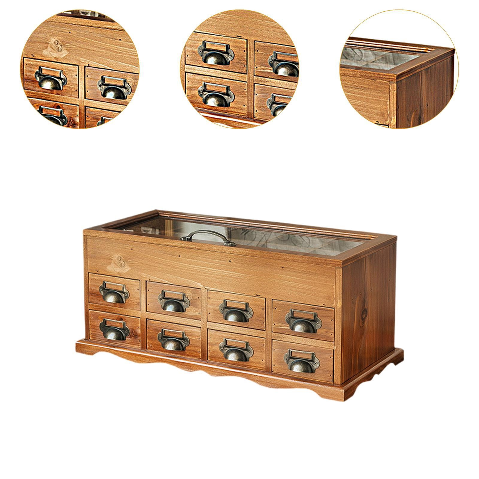 TISHITA Desktop Craft Storage Drawer Box Wooden Storage Box Desk Organizer with Drawers for Pencils Scrapbooking Items Sewing Threads