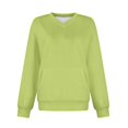 thumbnail image 5 of Hpapadks V Neck Sweatshirt Women Soft Fleece Long Sleeve Casual Sweater Daily Wear Loose Fit Tops wirh Pockets Light Green XL, 5 of 6