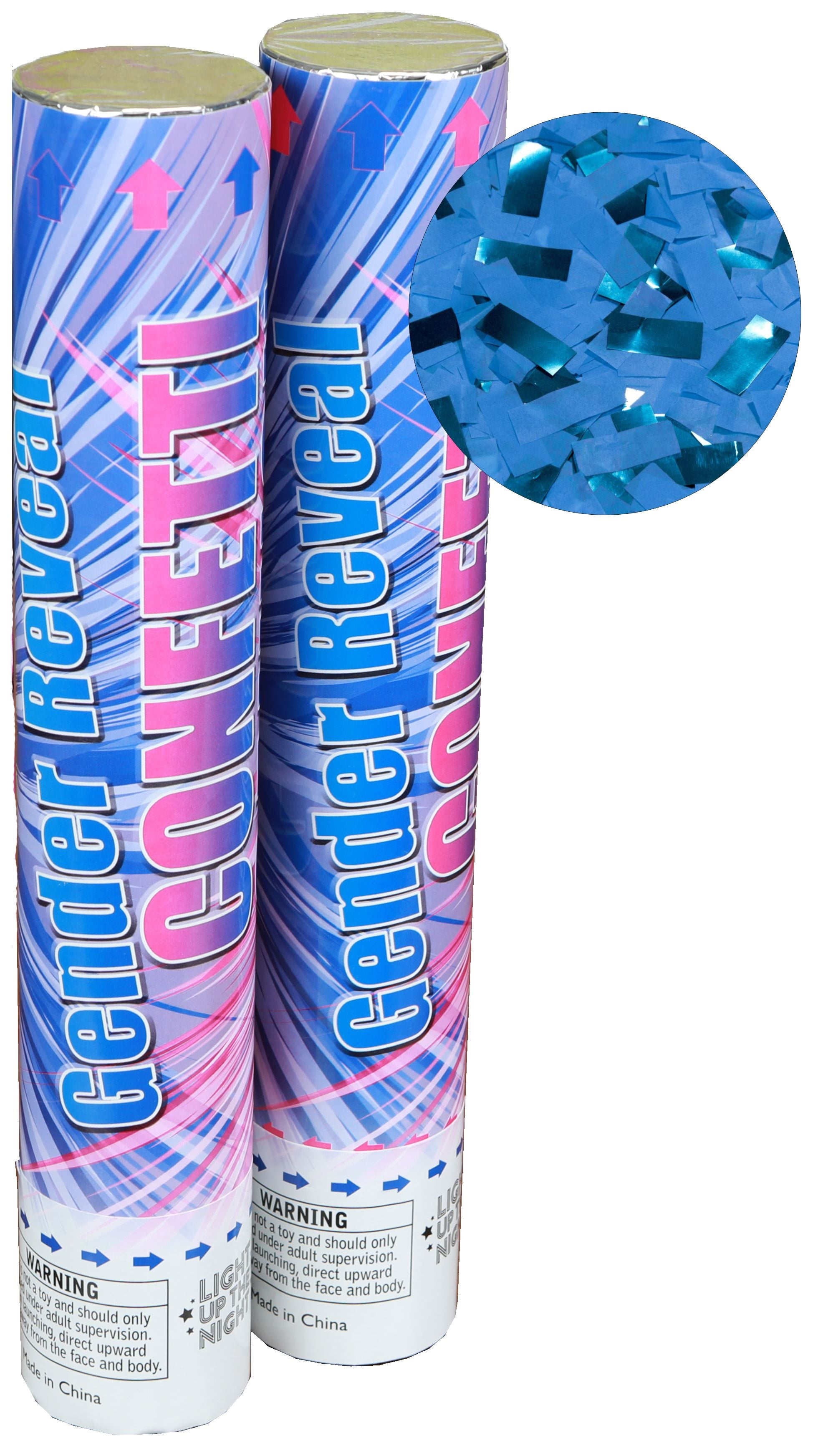 NEW 2 x BABY SHOWER GENDER REVEAL CONFETTI SHOOTER CANNON PINK BLUE POPPER PARTY 