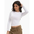 thumbnail image 6 of Women’s Basic Skinny Crop Top Tee Shirt Short Sleeve Workout Round Neck Cropped Tshirt, 6 of 6