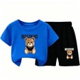 thumbnail image 2 of ITSAME Boys Outfit Sets 2-Piece Cartoon Print Cotton T-Shirt and Shorts Summer Fashion Casual Clothes Blue Size 7-8Y, 2 of 5