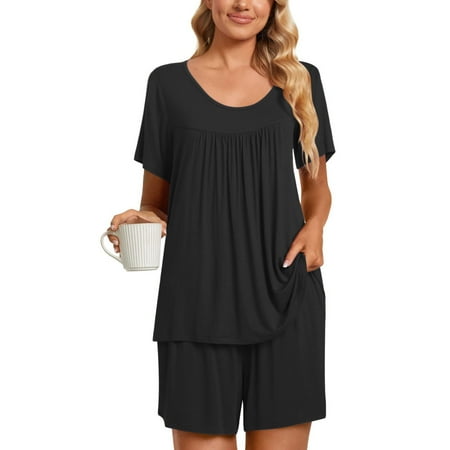 

Stamzod 2PC Sets for Women Clothing Round Neck Shorts Sleeve Two-piece Comfortable Home Pajamas Set Sports Set Clearance