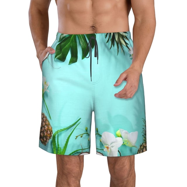 Fotbe Tropical Pineapple Trajes de Baño Estampados para Hombre, Shorts de Verano de Secado Rápido, Ropa de Playa, Bañadores-XX-Large