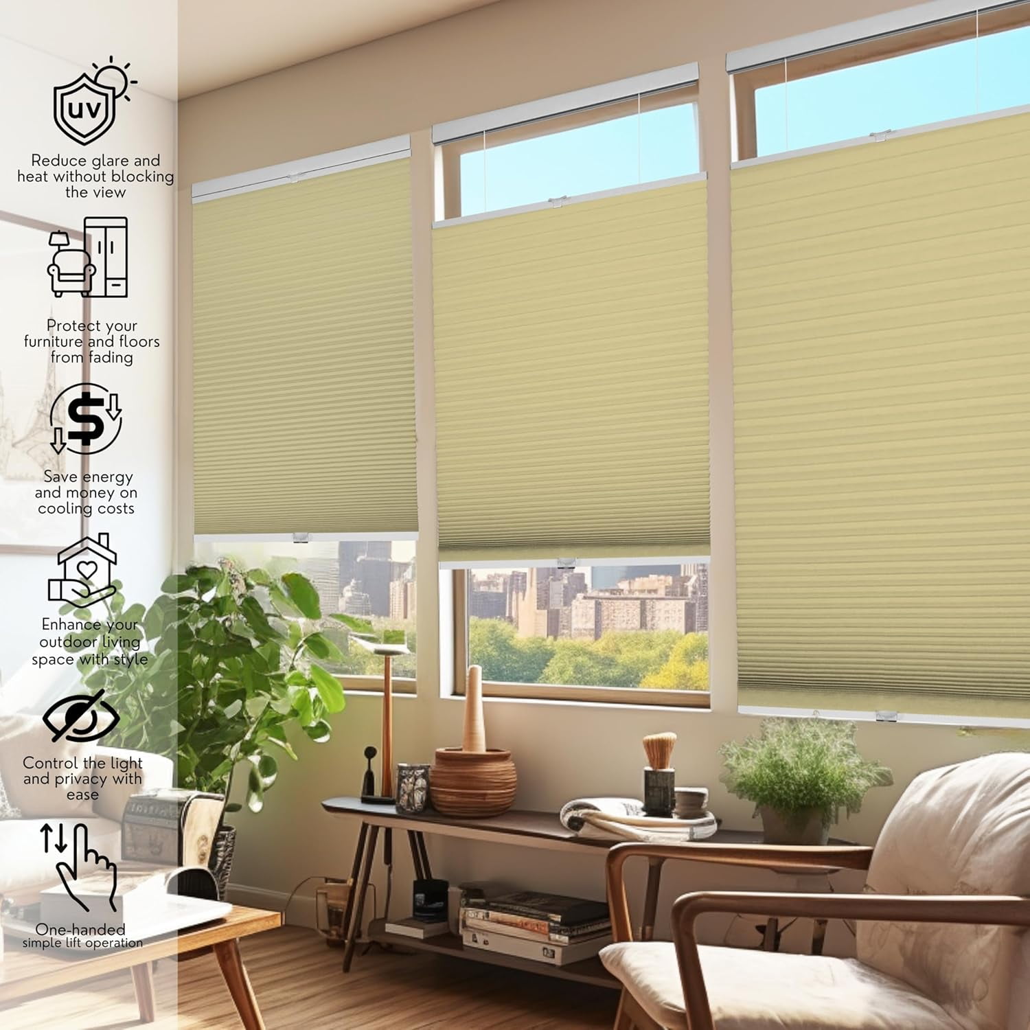 Chicology Cream Blackout Cordless Top Down Bottom Up Cellular Shades 33.75 in. W x 72 in. L