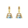 thumbnail image 4 of 14K Solid Gold Lever Back Stud Earrings for Women | 1 cttw Round Cut Natural Swiss Blue Topaz | Yellow Gold, 4 of 5