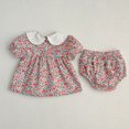 thumbnail image 3 of Conjuntos de ropa de verano para bebé de 0 a 2 años, Top coreano con estampado Floral y bombachos, traje infantil de 2 uds., traje con cuello Peter Pan para niño pequeño, 3 of 6