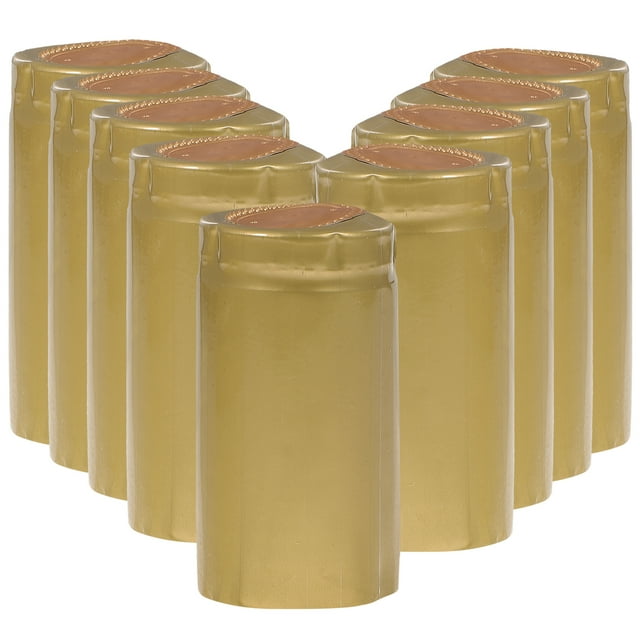 100 Pcs Capsules Thermorétractables pour Bouteille de Vin, Film Plastique Rétractable pour Vin Rouge, Accessoires Professionnels pour Bouteille Double, Style Doré