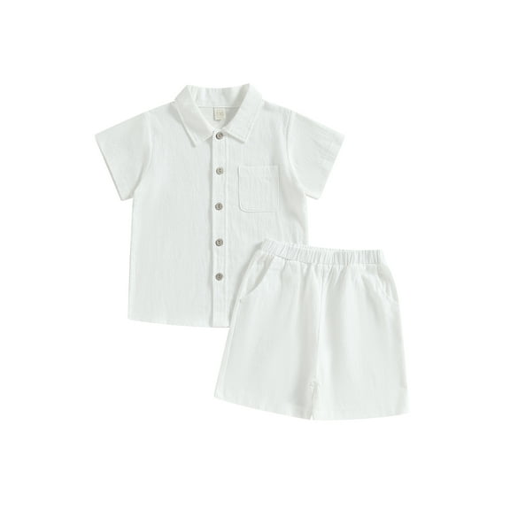 Bagilaanoe 2pcs Little Boy Short Pants Set Short Sleeve Shirt Tops   Shorts 4T 5T 6T 7T 8T Kids Casual Summer Outfits