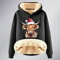 thumbnail image 4 of Women Christmas Outfit Western Christmas Print Women's Hooded Sweatshirt Festive Holiday Girly Cozy Pullover Top Black 5XL, 4 of 4