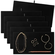 6 Pack Velvet Jewelry Display Tray for Selling and Displaying Necklaces, Earrings, Jewels, Bracelets, Anklets, Rings, Gemstones, Chains, Brooches (Black, 14 in)