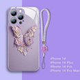 thumbnail image 1 of Luxury Flat Butterfly Pattern Phone Cover For iPhone 15 Pro 14 13 12 Pro Max 11 Shockproof Bumper Tempered Glass Hard Back Case ZR, 1 of 7