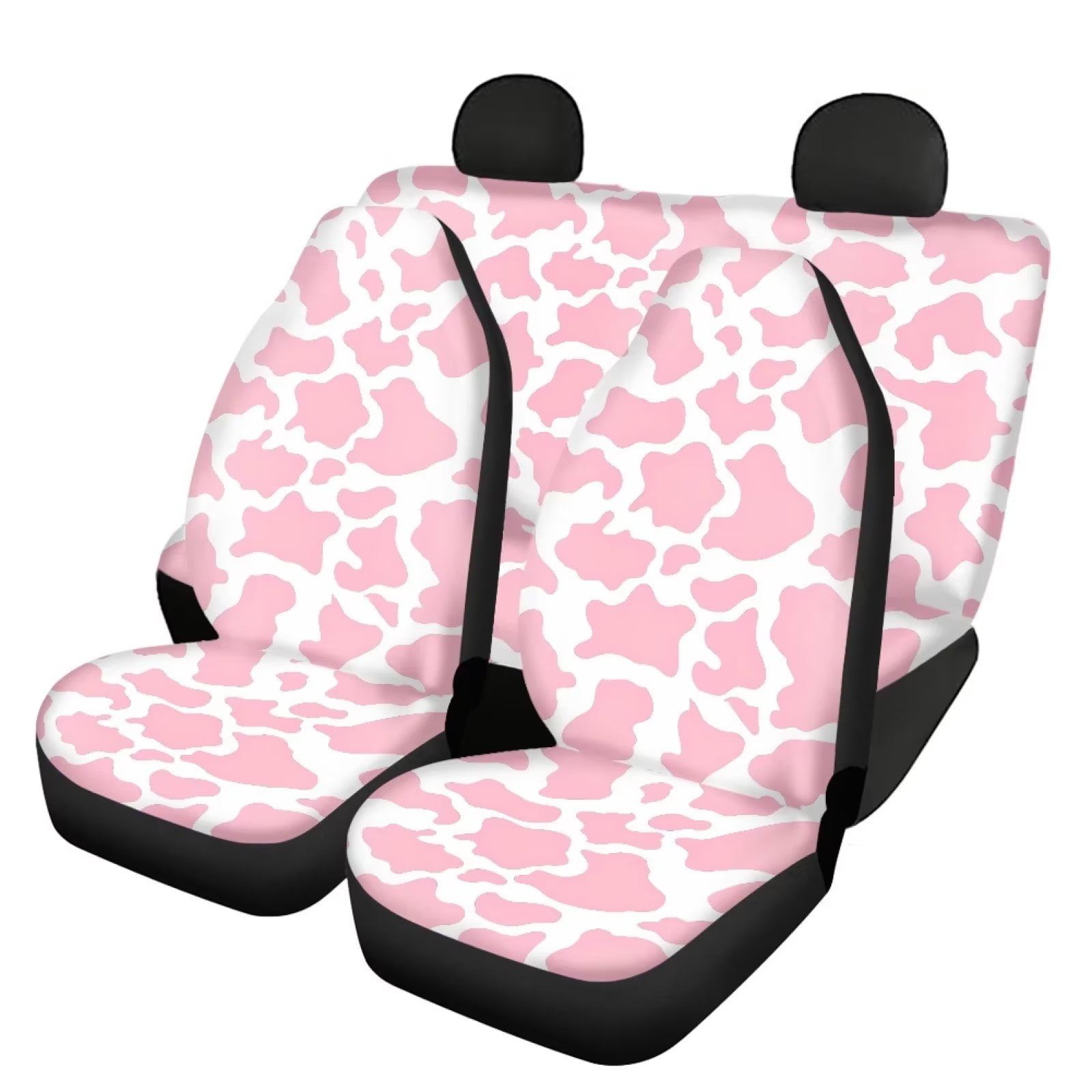 NETILGEN Sexy Pink Leopard Print Cute Car Seat Covers for Women 2 Pieces  Back Seat Protector Split Bench 2 Pcs Car Front Seats Covers Saddle Blanket  Stretchy Bench Cover 