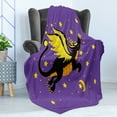 thumbnail image 4 of Dragon Soft Flannel Fleece Throw Blanket, Night Sky with Fierce Creature Moon and Stars, Cozy Plush for Indoor and Outdoor Use, 60" x 80", Blue Violet Yellow, by Ambesonne, 4 of 5