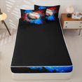 thumbnail image 4 of Homewish Splatter Baseball Zipper Full Size Comforter Sets with Fitted Sheet and 2 Pillowcases, Red Blue Watercolor Zipper Bedding Set for Boys and Girls, Black Reversible, 4-Piece, 4 of 6