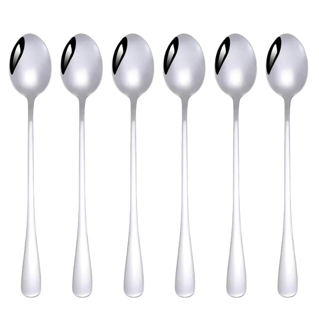 Long Handle Spoon Ice Tea Spoon Stainless Steel Iced Teaspoon For Mixing Stirring Tea Coffee Cold Drink Set Of 6