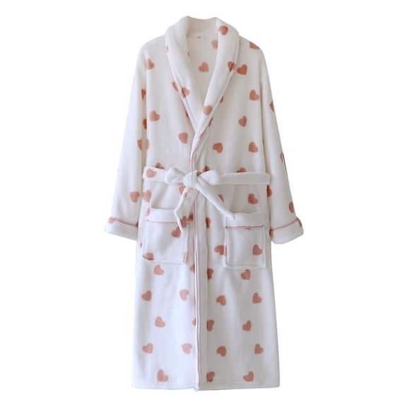Women‘s Flannel Robe Soft Plush Kimono Long Sleeve Cozy Bathrobe with Pockets Sleepwear Loungewear