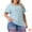 Light Blue, variant on DARING DIVA Women's Plus Round Neck Hollow Flare Sleeve Casual Blouse 1X Pink