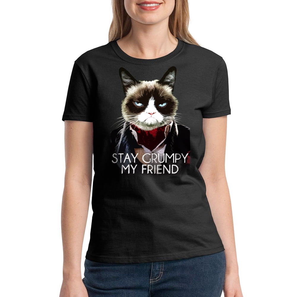 Grumpy Cat - Grumpy Cat Stay Grumpy Women's Black T-shirt NEW Sizes S ...